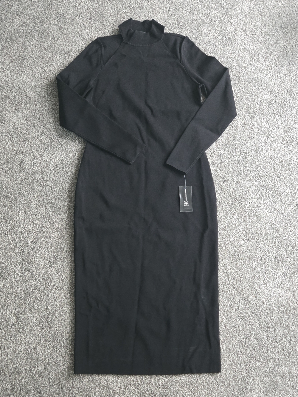 Black Long-Sleeve Midi Dress